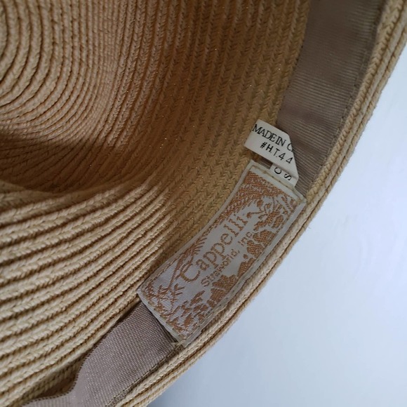 Cappelli Straworld Straw Floppy Sun Hat‎ Natural Embroidered Palm Tree Scene - Picture 7 of 7